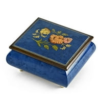 Vibrant Royal Blue Floral Wood Inlay Music Bo - Irish Lullaby