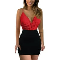 Ženska ljetna morska mini haljina V izrez Cami TOP Cvjetni print Vezan detalj Skorts Set Red M