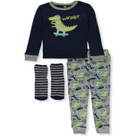 Trodijelni pidžami za dječake za dječake samo set outfit - Navy Multi, 3T