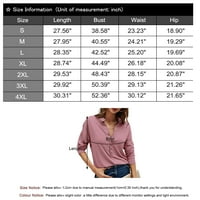 Košulje s dugim rukavima za ženske gumb Solid Color dole V-izrez Bluze na vrhu Ležerne prilike Fall