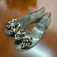 DMQupv visoke lučne sandale Ženski uzorak modni leopard uzorak leptir čvor Otvoreni prst ravna dna non kliznu ženska sandala sandala smeđa 8