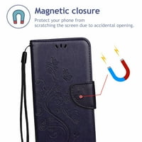 iPhone Pro Flip futrola za žene, PU kožni reljefni leptir cvijet magnetska kopča Kickstand držač kartice