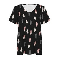 Ženske vrhove Dressy Popust trendi Ljeto kratki rukav V izrez cvjetni grafički kratki majica Lagana