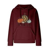 Jesen odjeća ustaljena odjeća Ženska modna casual Hallowee ispisana s kapuljačom s kapuljačom dugim rukavima džemper gornji vino l