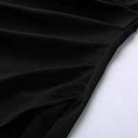 Gotyou haljine moda Žene labavi V-izrez Halter Bright Flash Rhinestone Dug rukava s dugim rukavima crna