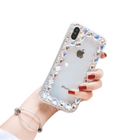 Za iPhone 13Proma Case Luxury Shiny Crystal Rhinestones Diamond Silver Chain Clear Case Cover