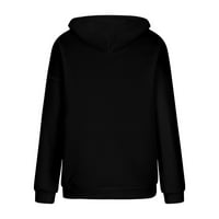 Duks za žene - velike veličine Print pulover s dugim rukavima i predmeti kapuljača i zima labavi crni