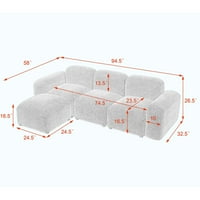 - modularni izletni kauč, prostrani namještaj narandžasto-teddy tkanina