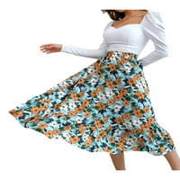 Eyicmarn ženske suknje za suknje srednje dužine cvjetni tisak visokog struka A-line suknje