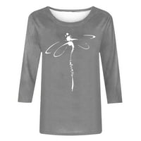 Ženski rukav vrhovi casual pero grafički posade majice za vrat pad proljeća ljeto udobna tunika lagana