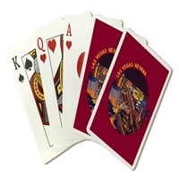 Las Vegas, Nevada, Las Vegas Noću, kontura, fenjer Press, Premium igraće karte, kartonski paluba s jokerima,