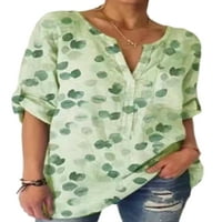 Luxplum ženske vrhove cvjetni ispis bluza rukave majice labava tunika majica Party majice svijetlo zeleno