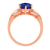 1.72ct okrugli rez plavi simulirani tanzanite 18k ružičasti ružičasti zlatni gravirajući izjavu godišnjica Angažman vjenčanje tri kamene prstene veličine 8,75