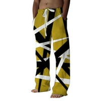 Muška modna casual tiskana posteljina u džepne pantalone velike veličine hlače casual pantalone žuti
