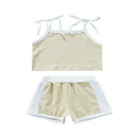 Newborn Baby ljetni set za odjeću, prugasti ispis Camisole + elastični šarke za dječake, djevojke