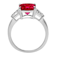 3CT Asscher Cred Simulirano Ruby 18k Bijelo zlato Graviranje Izjava o bridalnoj godišnjici Angažman vjenčanja Trobotna prstena veličine 3