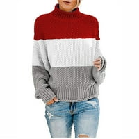 Ženski džemperi Jesen i zima Casual Solid Color Striped Batwing rukav Tormleneck Termalna majica Duks