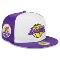Muškarska nova era bijela Los Angeles Lakers bacaju se saten 59fifty ugrađeni šešir