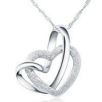 Ženska ogrlica zamrznuta ogrlica sa dvostrukim srcem Ogrlica elegantna ogrlica za srce Valentinovo godišnjice