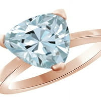 Simulirani rez simulirani plavi akvamarinski pasijans angažman vjenčani prsten u 14K ružičastog zlata