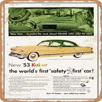 Metalni znak - Kaiser Manhattan vrata Limuzina Prva sigurnost prvog automobila Vintage ad - Vintage