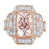 1. CT Princess Cut morganitni i bijeli prirodni dijamantski vintage halo zaručnički prsten u 10k ružičastog