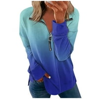 Strungten ženski kauzalni zip pulover ovratnik dugih rukava dugih rukava gradijent ispis Active odjeća