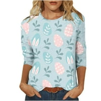 Žene sretne uskrsne majice ruhove crewneck bluze vrhovi slatki uskršnji zečji zečji grafički majica
