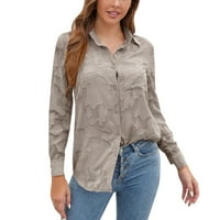 Ženska jesen i zimska puna boja čipke šuplje majice dugih rukava za ženske bluze