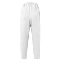 Hanas muške hlače Muške casual labave i udobne casual pantalone pamučne pantalone za crtanje bijelih