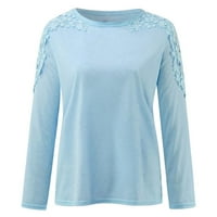Žene ljetna casual majica hladnog ramena dugih rukava bluza svijetlo plavi xl