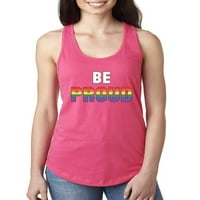Budite ponosni Rainbow LGBT ponos ženski trkački rezervoar, vruća ružičasta, velika
