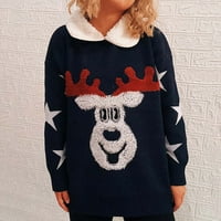 Božićni džemperi za žene božićno drvce zadebljane dame casual tiska dugih rukava okrugli vrat pulover tip top mornarskog xl