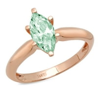 1ct markise rezan zeleni simulirani dijamant 18k ružičasti ružičasti zlato graviranje godišnjice Angažovanje