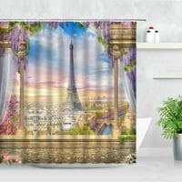 Europski pejzažni tuš za zavjese Pariz Toranj Mediteranski prirodni krajolik Pokloni zidni dekor kupaonica