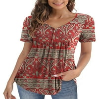 Luxplum ženske ljetne vrhove kratki rukav majica cvjetni print majica labava tunika bluza za odmor tee