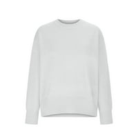Jalioing Weens pulover džemper s dugim rukavima Čvrsta boja okrugli vrat pletena vrećica udobna bluza