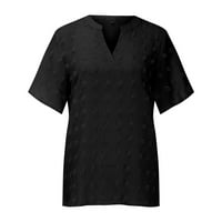 Koaiezne majice za žene Trendi Ženski kratki rukav Jacquard T košulje Modni V izrez Oblikovedene labave