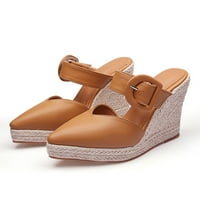 Vedolay platforme cipele Ženske udobne letnje platforme, slatka sandala s ravnim oblikama, smeđa 7.50