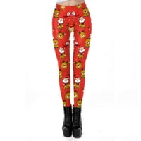 Hlače Efsteb Yoga hlače za žene sportske hlače za žene djevojke božićne gamaše mršavo jingle bell tiskani