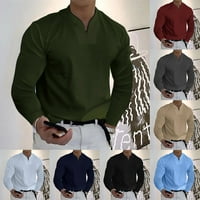 Muškarci Casual V izrez Dress Košulje s dugim rukavima Slim offica bluza za bluza