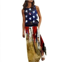 4. jula haljina za žene, ljetni rukav bez rukava Americana USA zastava zastava tiskani vilica Otvaranje