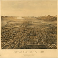 Plakat Galerije 24 X36 , Karta San Jose, California 1875