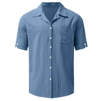 Labakihah majica za muškarce Muške ljetne modne casual klasične džepove u boji Jednostruka i posteljina