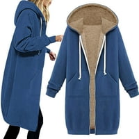 Homenesgenics Outerywer Wimse Women patentni patentni kapuljač runa dugi kaput jakna vrhova gornja odjeća