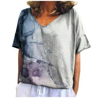 Ljetne vruće košulje za žene ženska modna casual tiskana V-izrez kratkih rukava s kratkim rukavima
