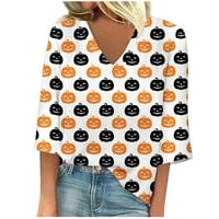 Kuglice za žensku košulju Ballsfhk Ležerne prilike labave majice s rukavima s vrhovima vrata tiskanje