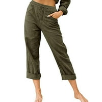 Atinetok linen hlače Žene Ljeto Ženske casual pantalone ravno vukodloška vuča elastična visoka struka
