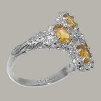 Britanci napravio 14k bijeli zlatni kubični cirkonijski i citrinski ženski prsten za izjavu - Veličine opcije - veličine 11