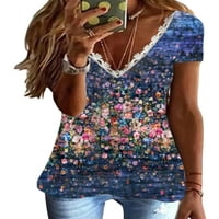 Uerlsty Women Ljeto čipka V izrez Top bluza Dame Kuća za odmor Floralna majica Plus Size